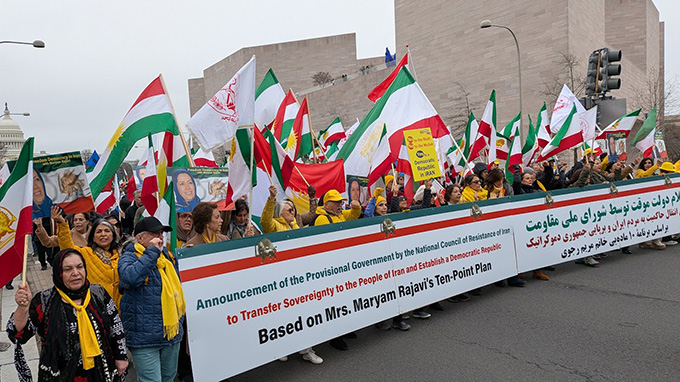 Iranian-Americans march in Washington, DC, to support Mrs Rajavi's provisional government
