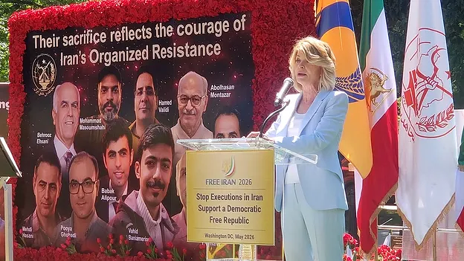 NCRI supporters march in Washington for a Free Iran -- Carla Sands Giving a Speech