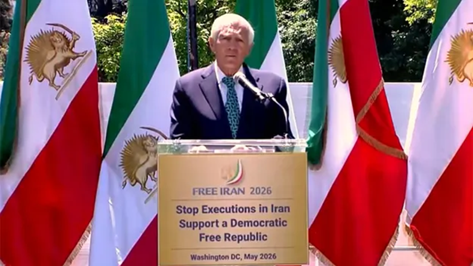 NCRI supporters march in Washington for a Free Iran -- Wesley Clark Giving a Speech