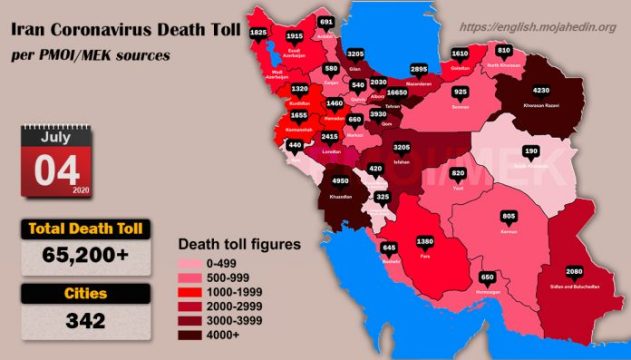 Coronavirus Death Toll Exceeds 65,200 in in 342 Cities Across Iran