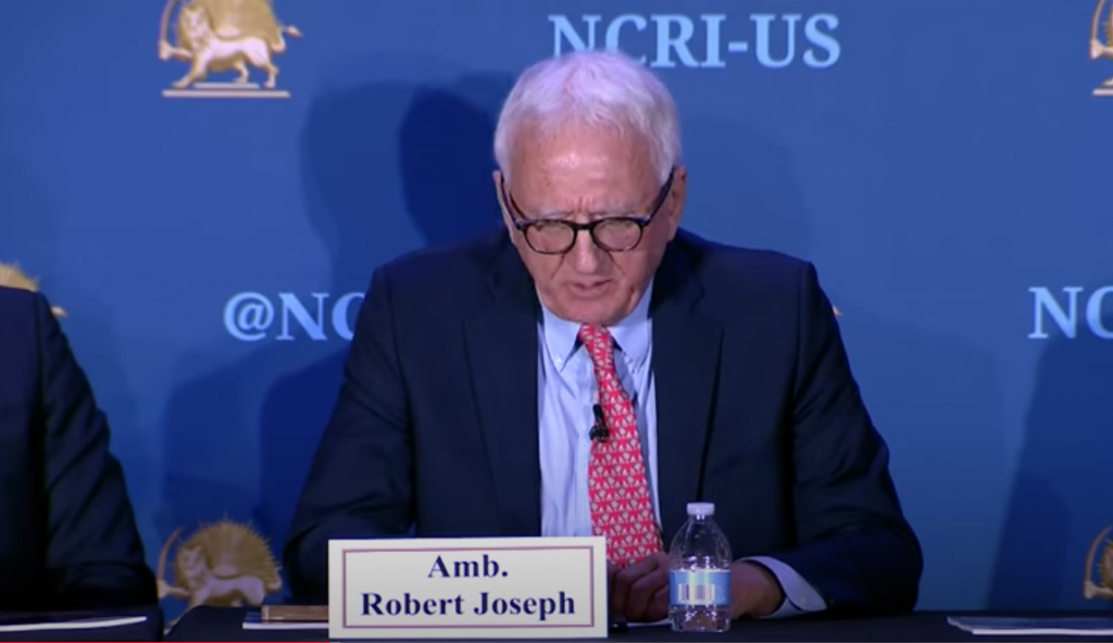 Ambassador Robert Josephspeaking during the NCRIUS panel on the Iranian regime drone threat