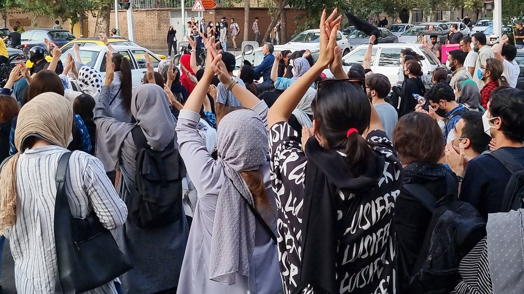 Iranian women protesting Khamenei's brutal dictatorship