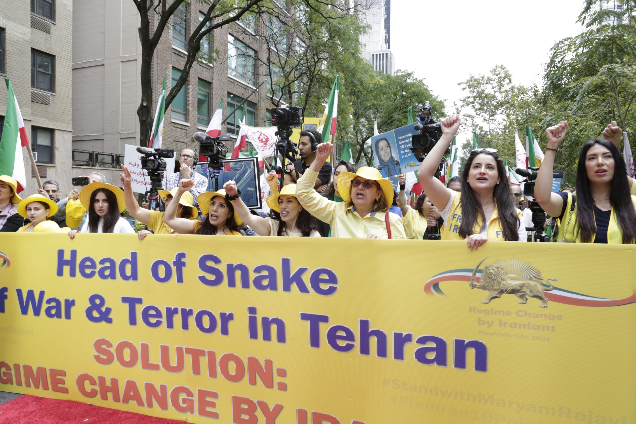 Thousands of Iranian-Americans in NYC protest Tehran's envoy Pezeshkian